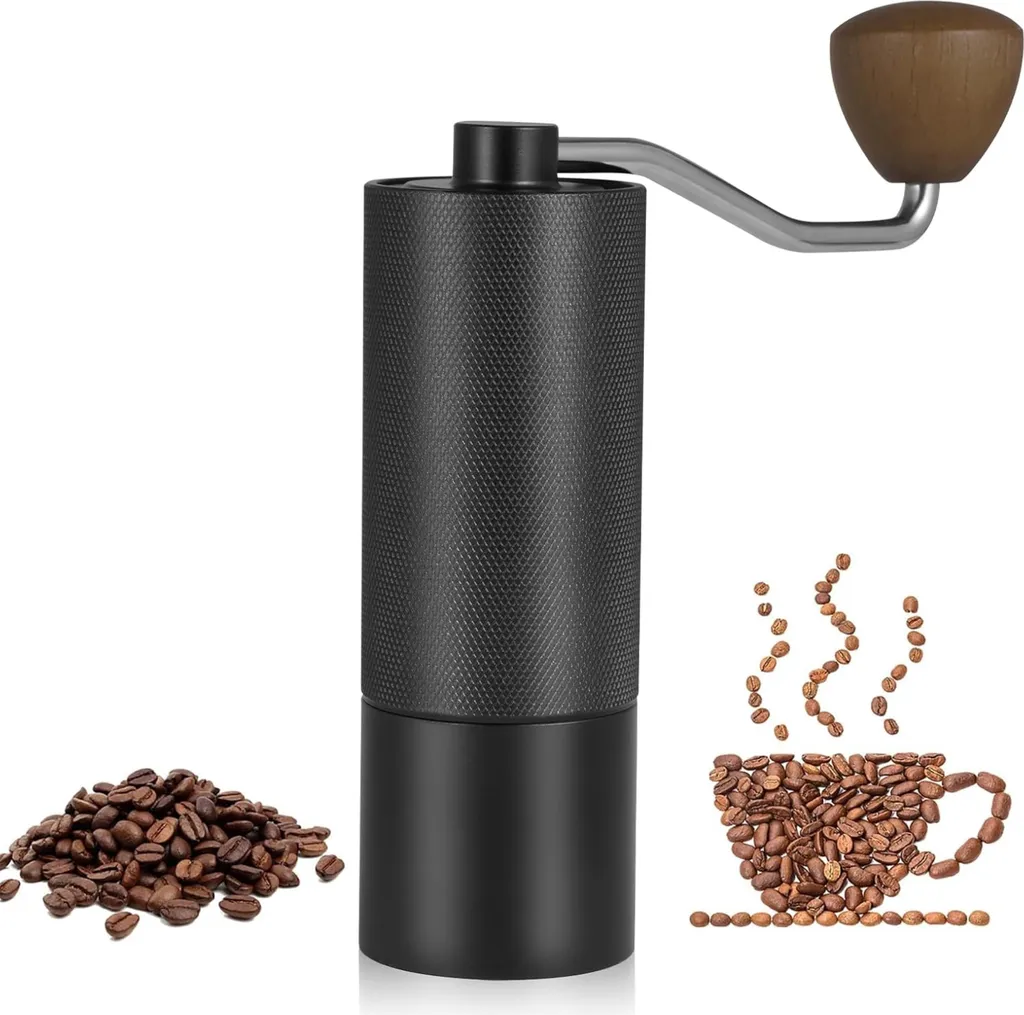 Vusddy Coffee grinder with conical stainless steel grinding mechanism (CNC-milled)