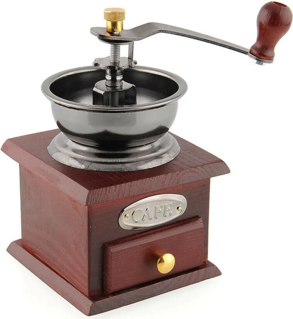 Qivee Manual coffee grinder, retro style, ceramic grinding mechanism for coffee beans, pepper, spices