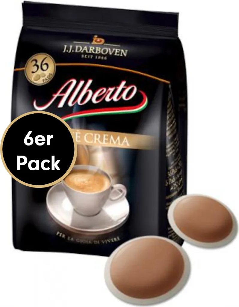Alberto CAFFÈ CREMA coffee pod value pack, 6 x 36 pieces 1260g