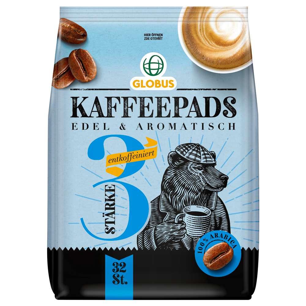 GLOBUS Coffee pods strength 3 decaffeinated, noble and aromatic