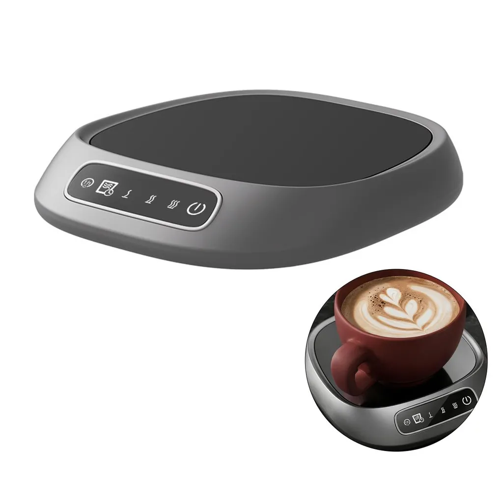 Slyrun Coffee cup warmer, wireless coffee warmer with 3 temperature settings, USB rechargeable, ideal for tea, coffee and milk in the office and at home