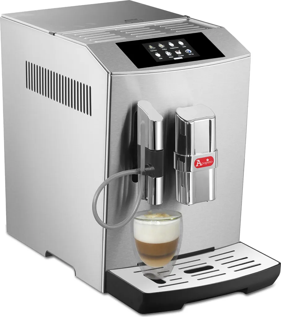 Fully automatic coffee machine with one-touch milk system – 6 hot drinks – Fully automatic coffee machine – Acopino Modena – Stainless steel