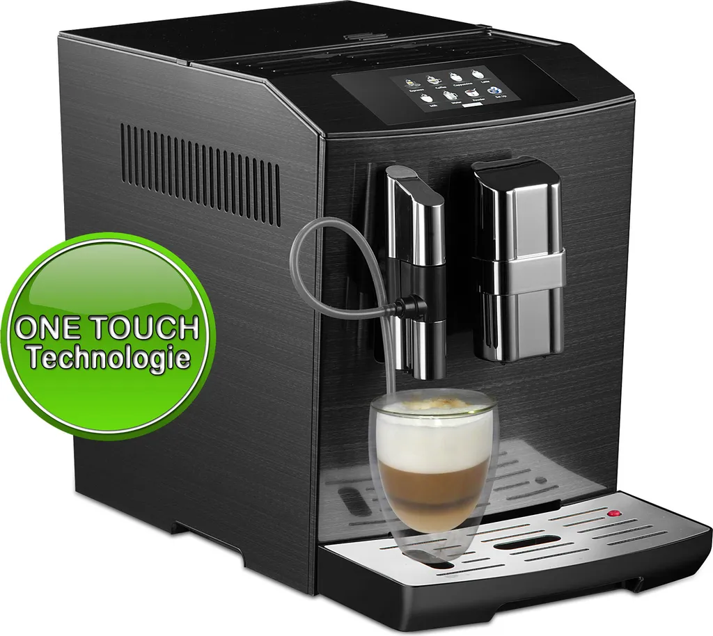 Fully automatic coffee machine with one-touch milk system – 6 hot drinks – Fully automatic coffee machine – Acopino Modena – black