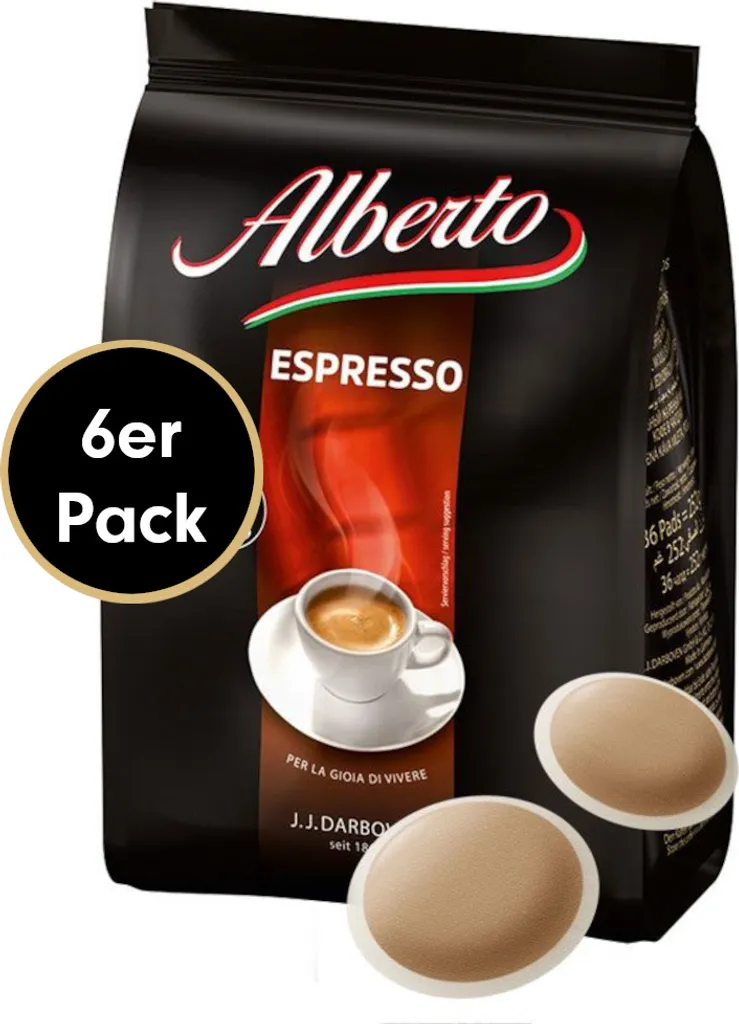 Espresso coffee pods from Alberto Espresso, 6 x 36 pieces 1260g