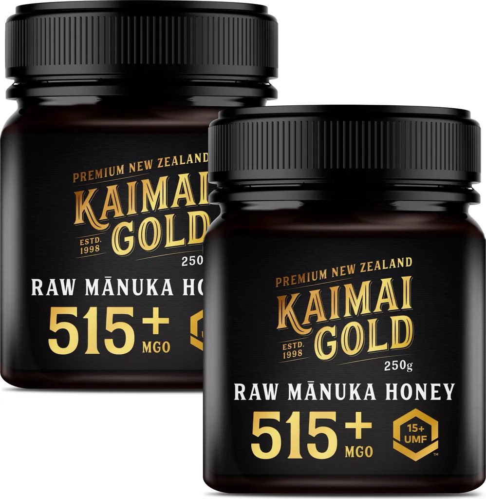 Kaimai Gold MGO 515+ / UMF 15+ Manuka Honey * 2x 250g Premium Monofloral UMF® Certified New Zealand Manuka Honey * 400 420 450 514 550 600 625 633 696