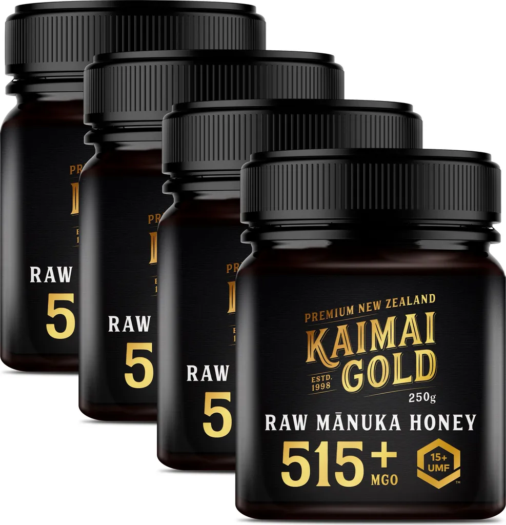 Kaimai Gold MGO 515+ / UMF 15+ Manuka Honey * 4x 250g Premium Monofloral UMF® Certified New Zealand Manuka Honey * 400 420 450 514 550 600 625 633 696