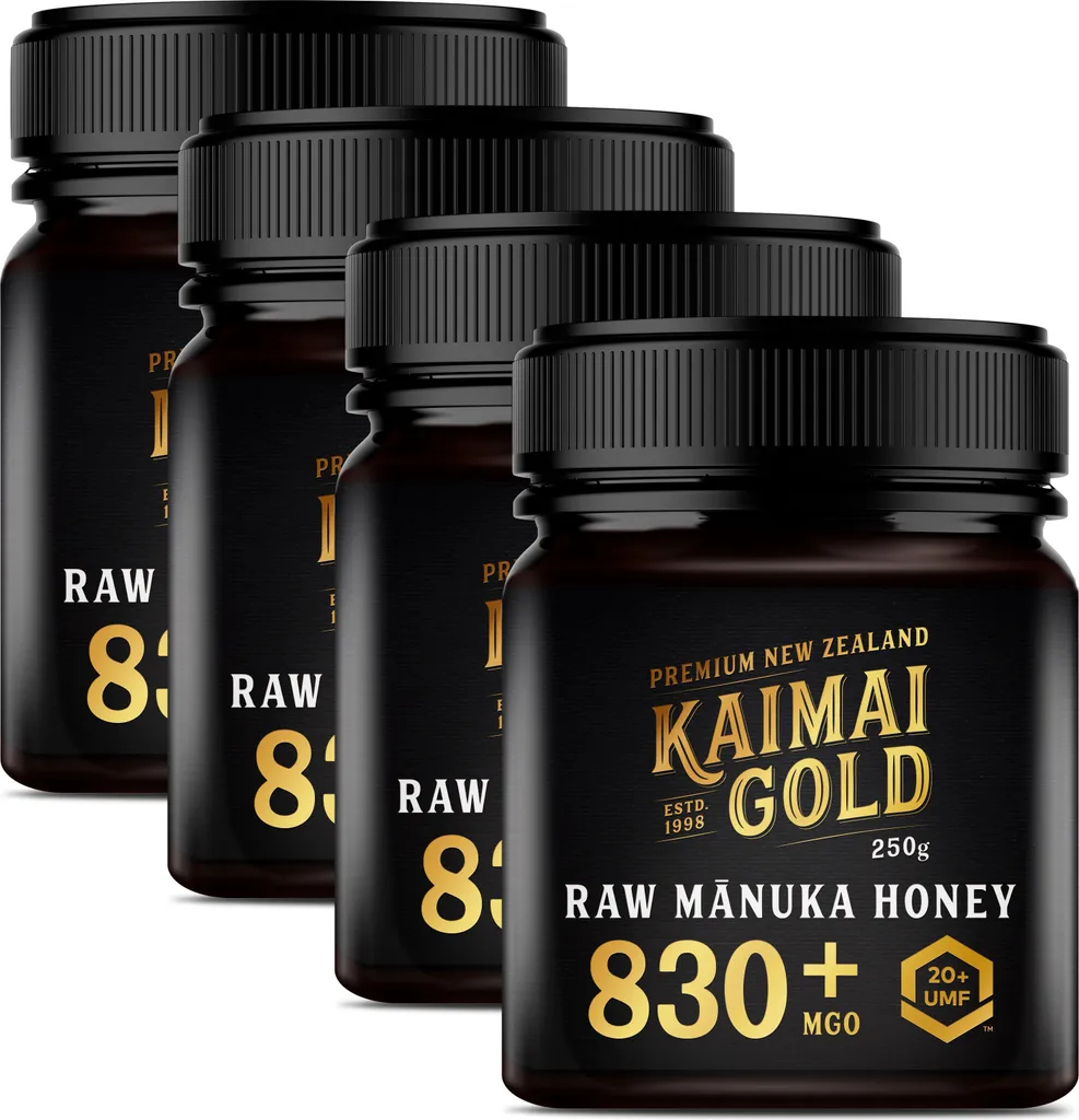 Kaimai Gold MGO 830+ / UMF 20+ Manuka Honey * 4x 250g Premium Monofloral UMF® Certified New Zealand Manuka Honey * 600 633 696 700 720 800 820 829 850