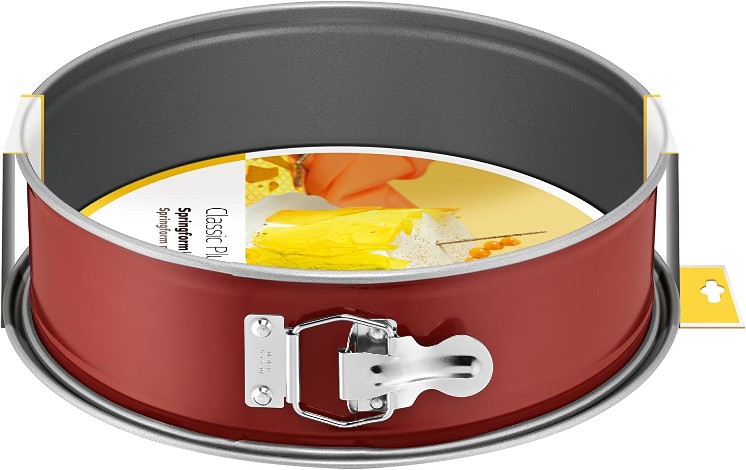 Original Kaiser Classic Plus Springform Cake Tin 24 cm with Flat Base, Round Baking Tin, Leak-Proof, Non-Stick, Red, 24.5 x 24.5 x 8 cm