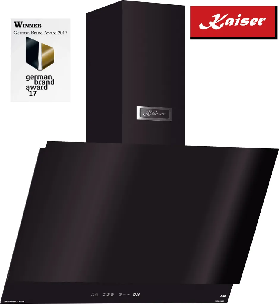 Kaiser AT 7410 F ECO extractor hood 70cm head-free wall hood black glass 1250m³/h