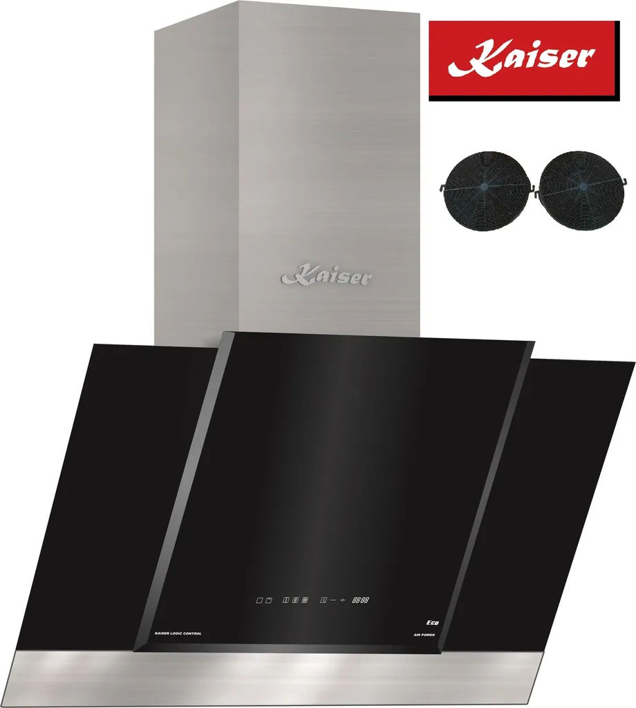 Kaiser AT 8438 F ECO extractor hood 80cm head-free wall hood black glass 910m³/h TouchControl