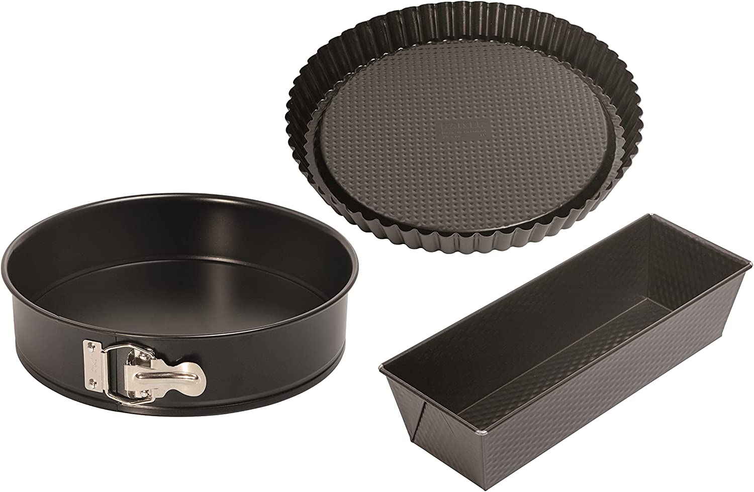 Kaiser Classic Baking Tin Set of 3 Springform Cake Tins Diameter 26 cm Loaf Tin 30 cm Fruit Base Diameter 30 cm Made in Germany with Non-Stick Coating