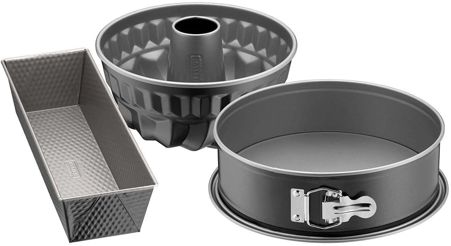 Kaiser Inspiration Baking Tins Baking Set 3 Pieces with Springform (Flat Base), Bundt Cake Mould, Non-Stick Coating