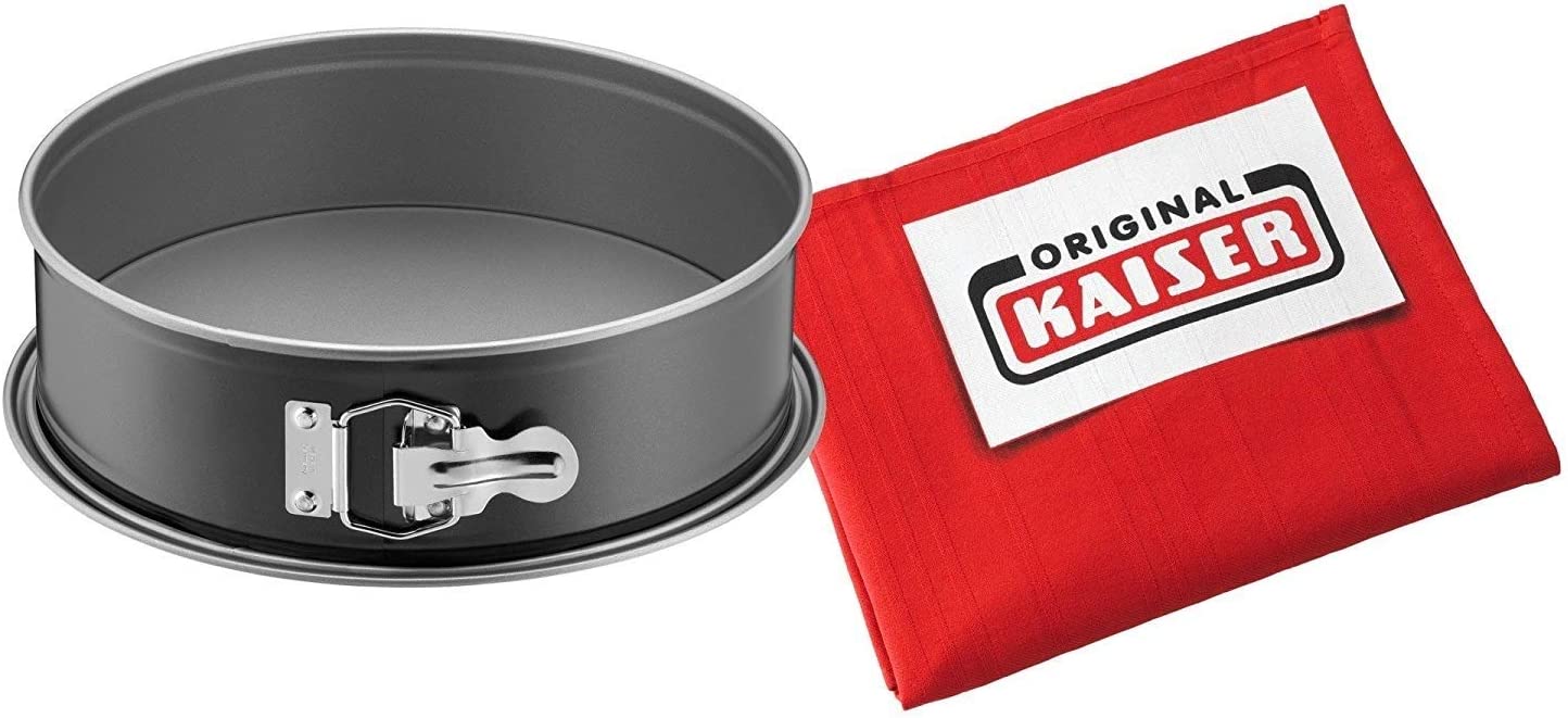 Kaiser Inspiration Springform Tin, 26 cm, Round, Flat Base, Made in Germany, with Dish Cloth, Round Baking Tin, Leak-Proof, Non-Stick Coating