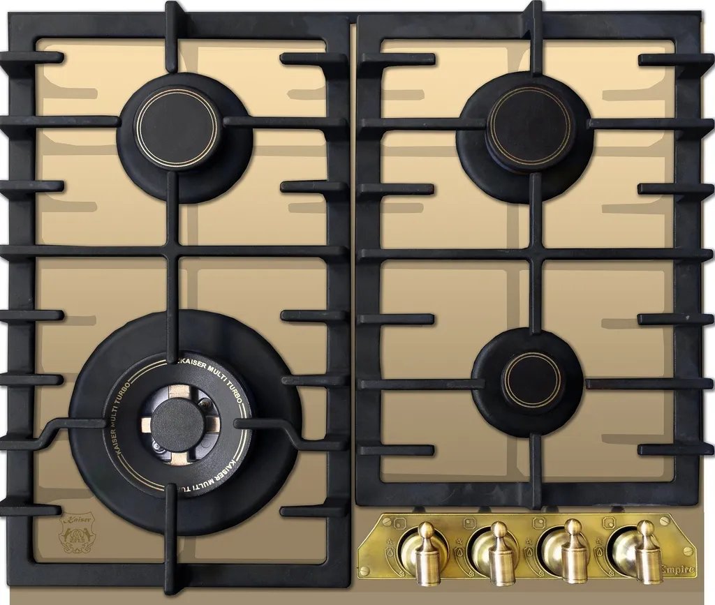 Kaiser KCG 6335 ElfEm Empire Ivory Gas Hob 60cm Self-sufficient Hob 3.8 kW WOK Gas on Glass