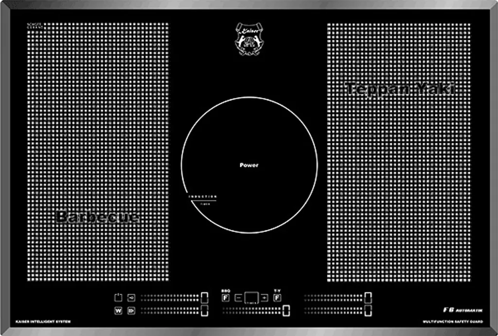 Kaiser KCT 777 FI La Perle Luxury Induction Hob 77cm / Free Zone Induction Hob Self-sufficient/4 Zones + Circular Zone/Power Booster/Glass Ceramic Hob/Induction/Built-in Hob/Electric Hob/Facet, Barbecue Function Teppan Yaki Function