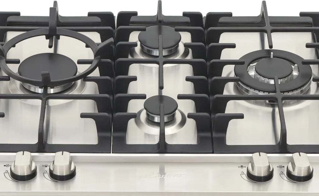 Kaiser KG 6364 Turbo Romb Self-sufficient stainless steel gas hob 60cm 4 burners, incl. turbo burner 3.8kW with wok adapter