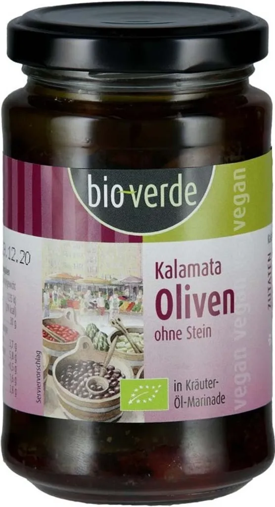 Organic Verde Kalamata olives without stones in herb and oil marinade 200g