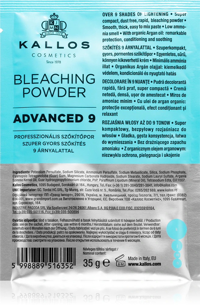 Kallos Bleaching Powder Advanced 9 Brightening and mottled powder