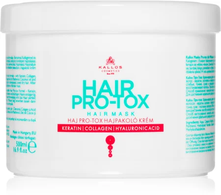 Kallos Hair Pro-Tox mask for weak and damaged hair with coconut oil, hyaluronic acid and collagen