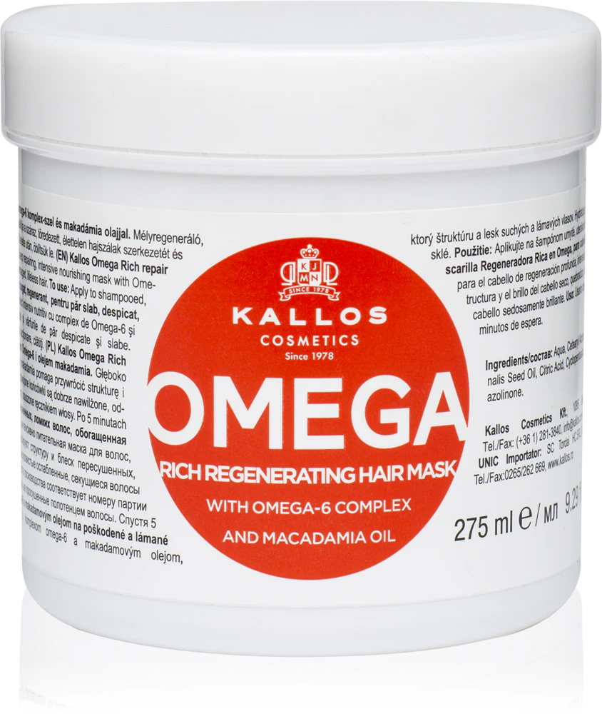 Kallos KJMN Professional Omega Nourishing Hair Mask with Omega 6 Fatty Acids and Macadamia Oil