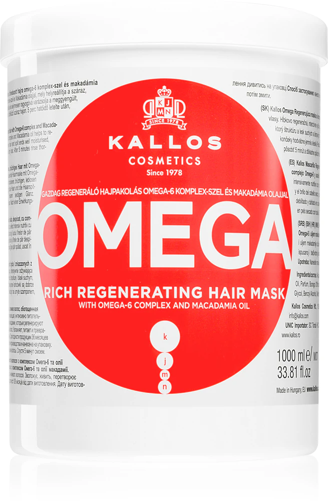 Kallos Omega nourishing hair mask with Omega 6 fatty acids and macadamia oil