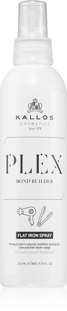 Kallos Plex Flat Iron Spray Heat protection spray for flat iron and curling iron treatments for damaged, chemically treated hair