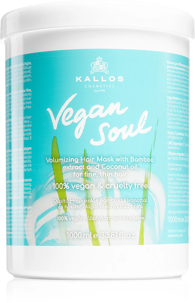 Kallos Vegan Soul Volumizing Mask with nourishing effect for more hair volume