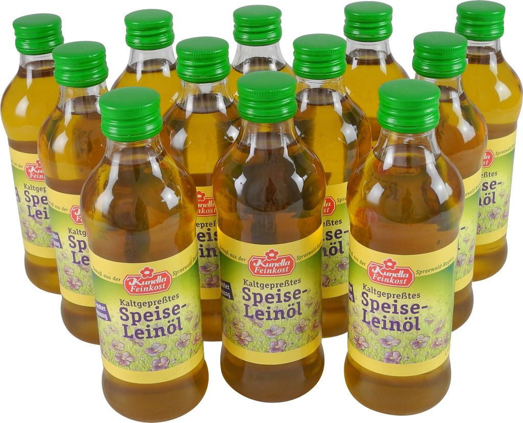 Cold-pressed linseed oil from Kunella Feinkost - 12-pack (12 bottles of 250 ml each)