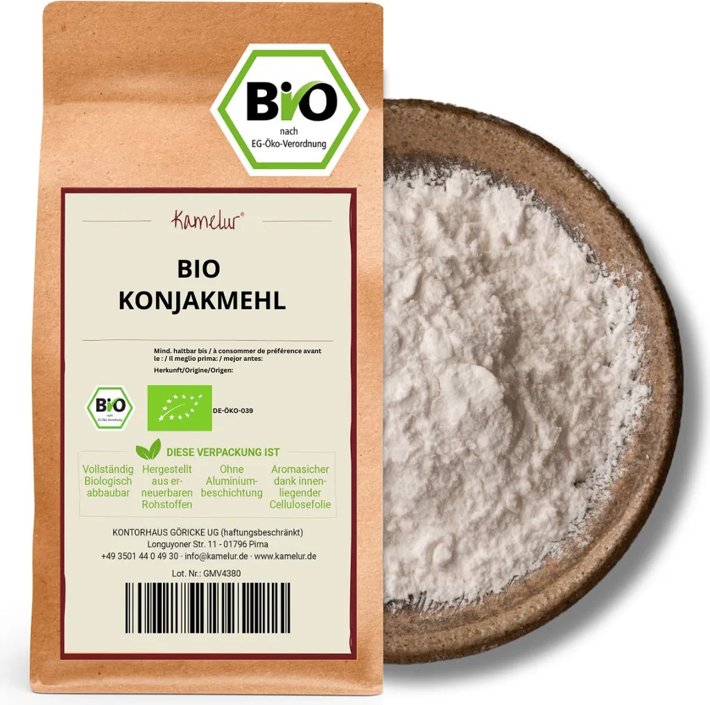 Kamelur ORGANIC Konjac flour 250g, Konjac root powder without additives