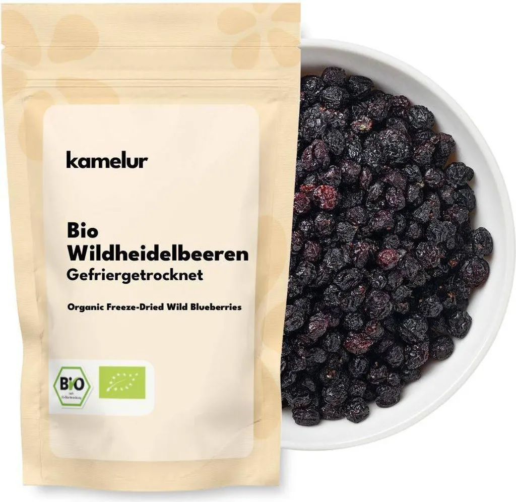 Kamelur Organic Wild Blueberries, Whole & Freeze-dried, 250g