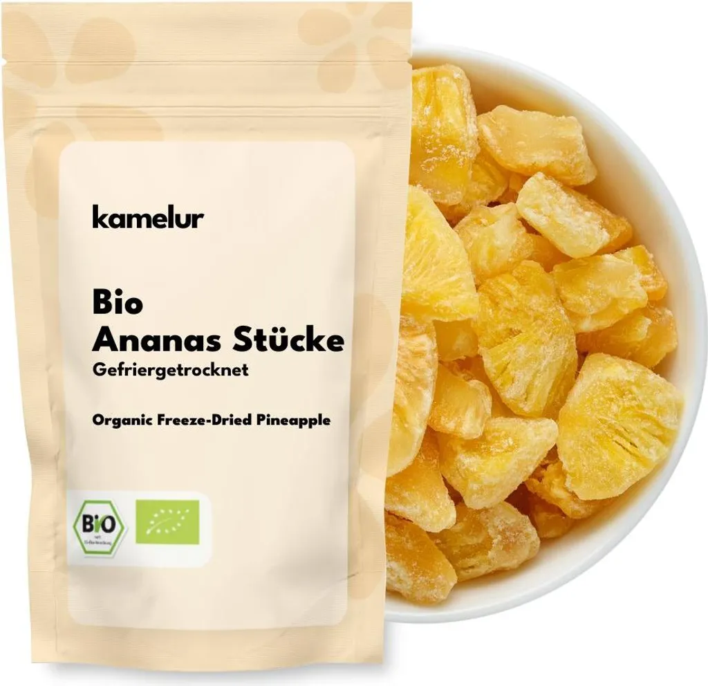 Kamelur® Organic Freeze-Dried Pineapple Pieces 250 g
