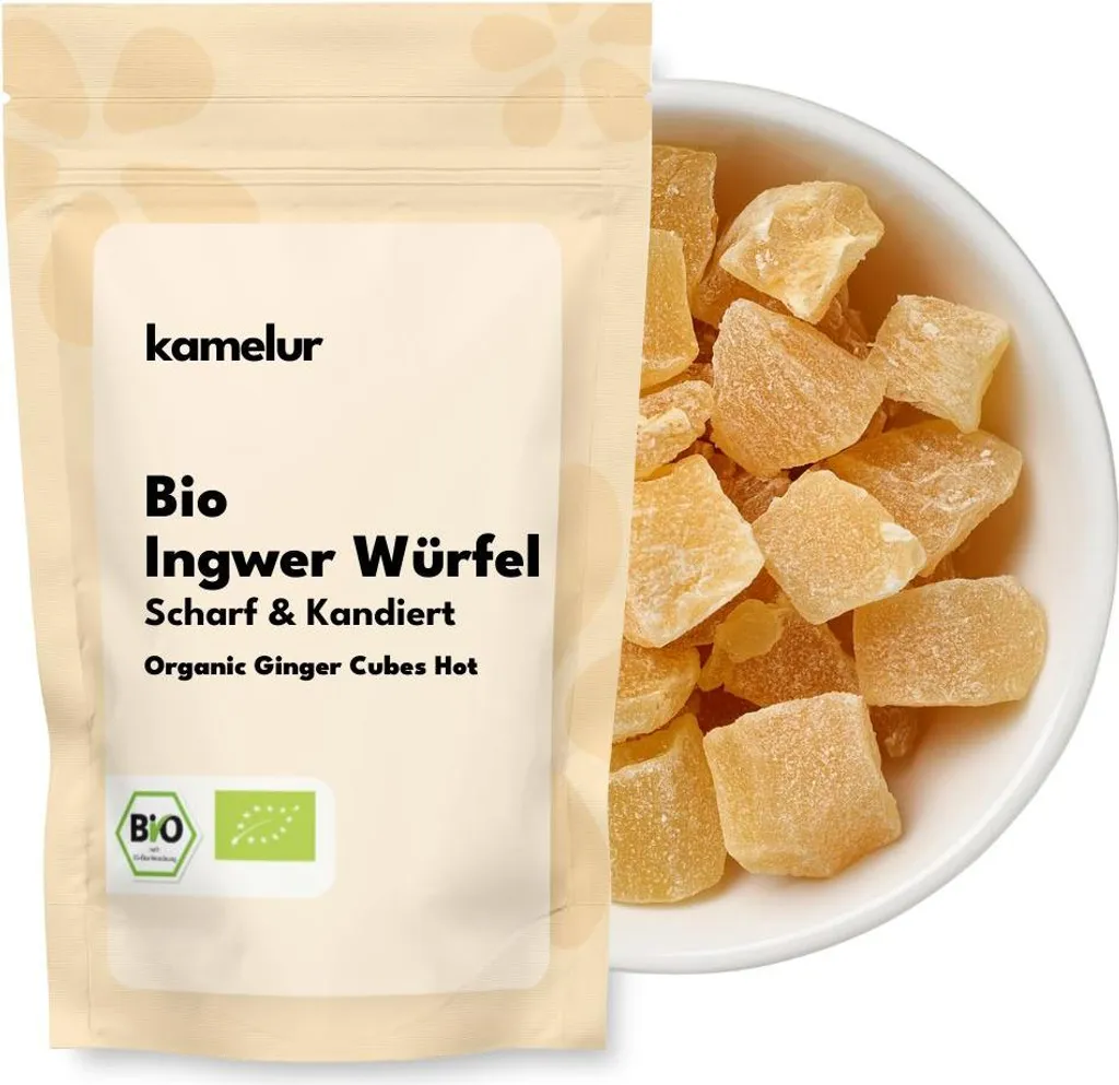 Kamelur® Organic Spicy Candied Ginger Cubes 1 kg 1000g