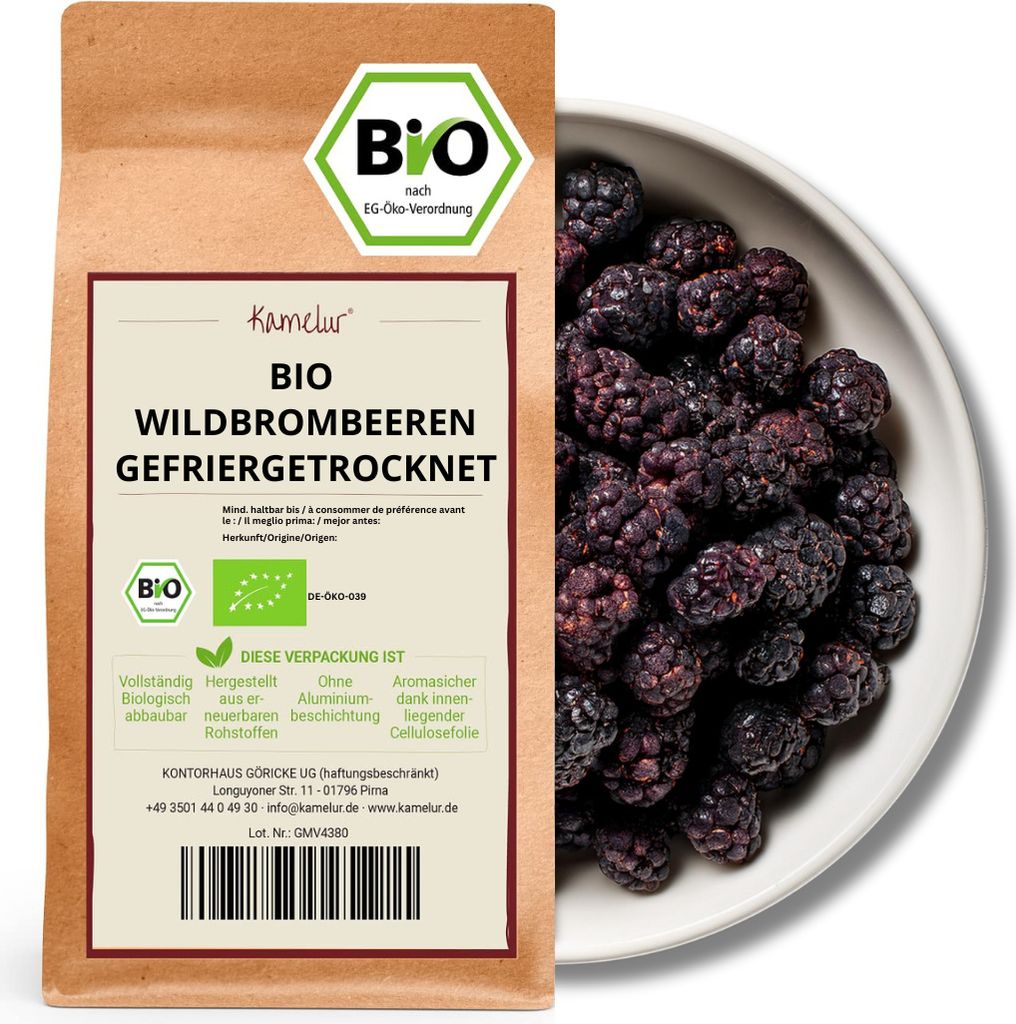 Kamelur® Organic Wild Blackberries Whole Fruit 500 g