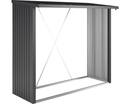 Firewood shelter biohort WoodStock 230 229 x 102 x 199 cm dark gray metallic
