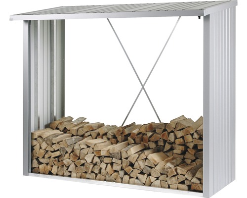 Firewood shelter biohort WoodStock 230 229 x 102 x 199 cm silver metallic