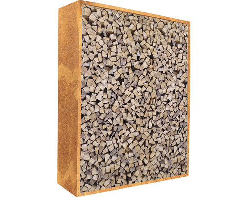 Firewood shelter Palatino Corten with back wall 100 x 40 x 120 cm brown