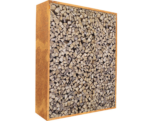 Firewood shelter Palatino Corten with back wall 100 x 40 x 180 cm brown