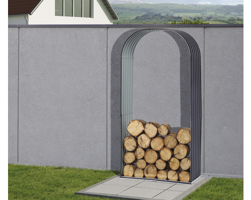 Firewood shelter, round arch, 103 x 40 x 200 cm, anthracite