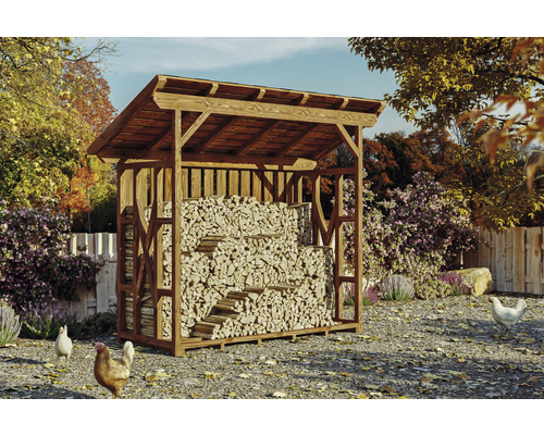 Skanholz Firewood shelter SKAN HOLZ Lars 2 240 x 100 x 247 cm walnut