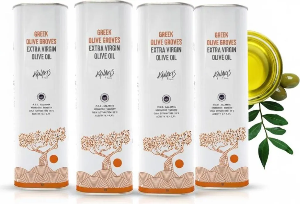 Kanakis | Olive Oil Set - 4 x 1 L - Cold-pressed - Fruity aroma - From Greece - EV Classic 4000 ml