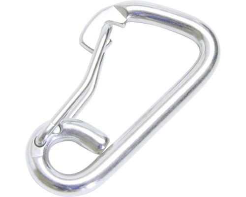 Pösamo Carabiner hook with spring clip 6 mm stainless steel