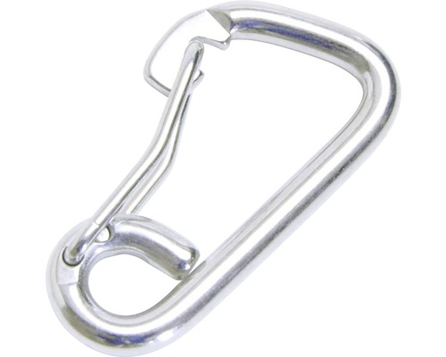 Pösamo Carabiner hook with spring clip 8 mm stainless steel