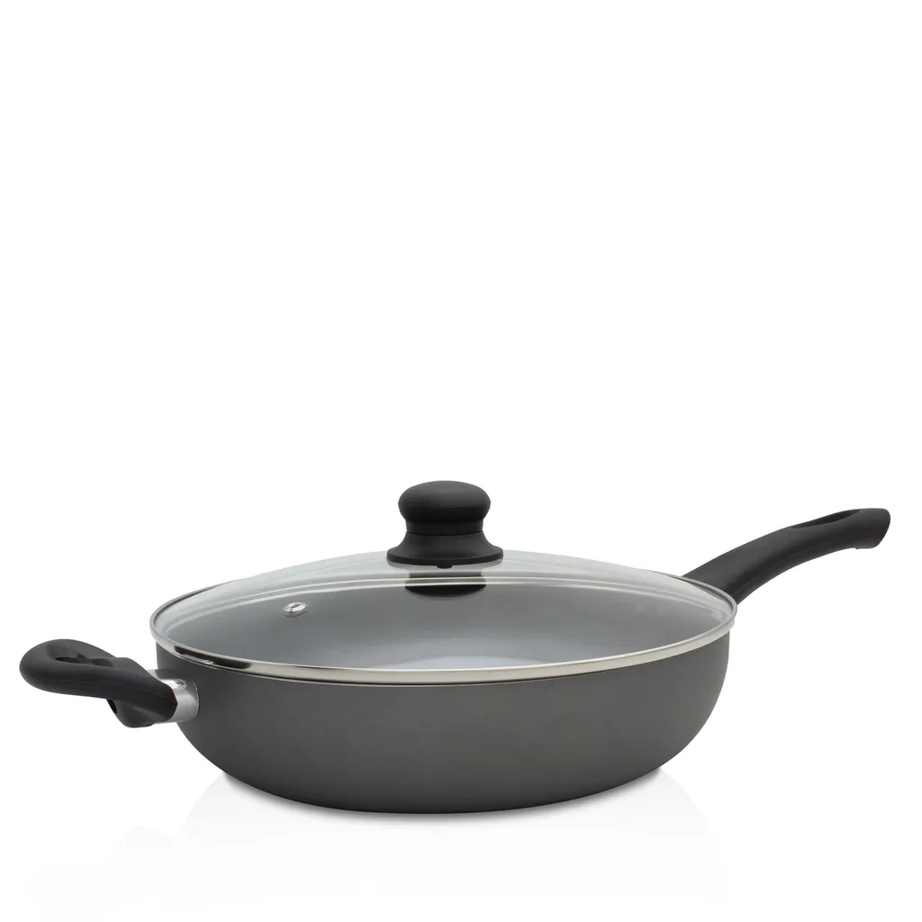 Karl Krueger Karl Krüger G28 Aluminum Large Capacity Frying Pan with Glass Lid, 28 cm
