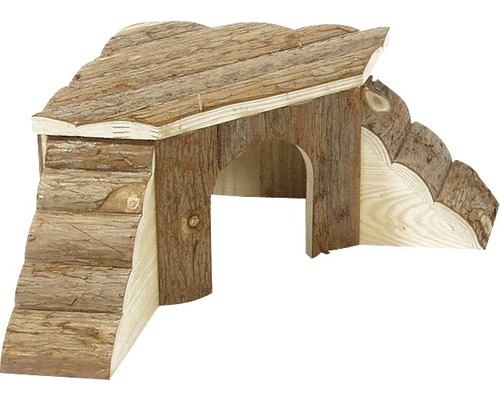 Karlie corner wooden house with ladder 48 x 48 x 21 cm, natural