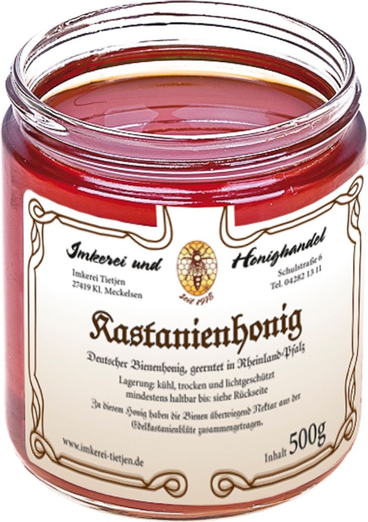 Tietjen Beekeeping Chestnut Honey 500g | Honey from the Beekeeper | Harvest from Germany