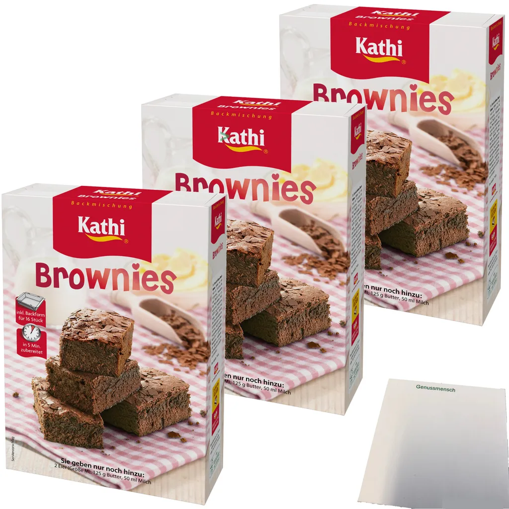 Kathi baking mix for brownies including baking pan 3-pack (3x460g pack) + usy block