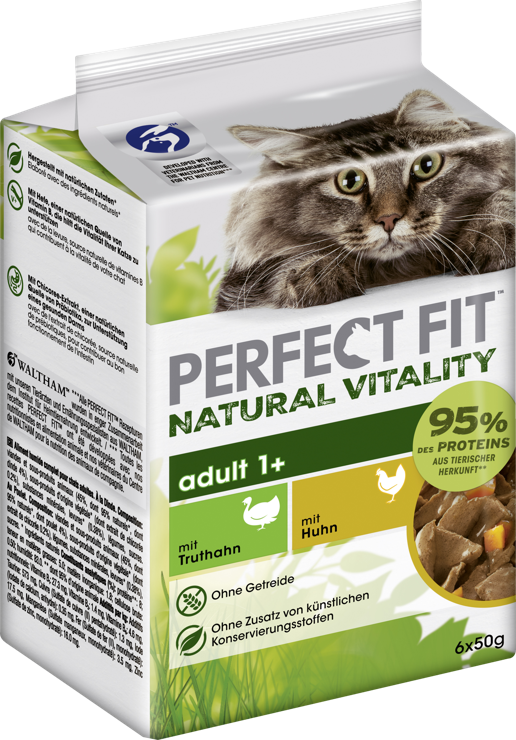 Perfect Fit Cat Natural Vitality Adult 1+ with Turkey & with Chicken Multipack