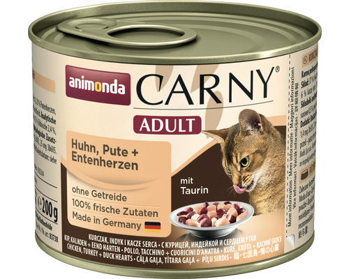 Wet cat food animonda Carny Adult Chicken & Turkey & Duck Heart 200 g