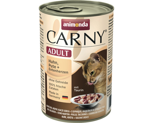 Wet cat food animonda Carny Adult Chicken & Turkey & Duck Hearts 400 g