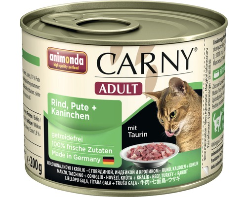 Wet cat food animonda Carny Adult beef, turkey + rabbit 200 g